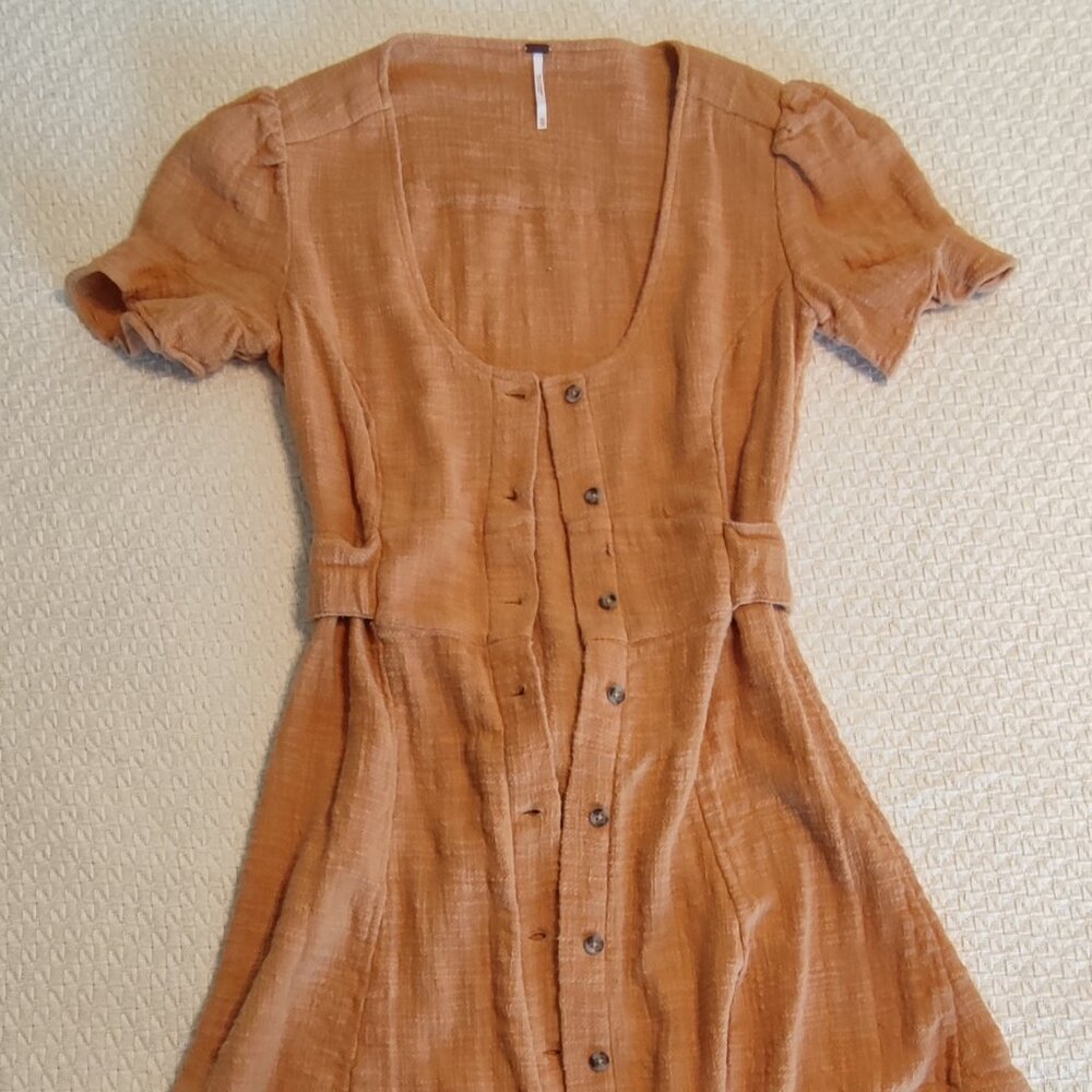 FREE PEOPLE BROWN LACE MINI DRESS SIZE XS